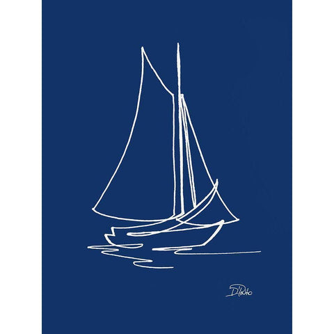 Little Sail On Blue Black Modern Wood Framed Art Print with Double Matting by Pinto, Patricia