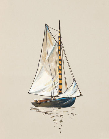 The Little Sail II Black Ornate Wood Framed Art Print with Double Matting by Pinto, Patricia