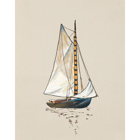 The Little Sail II Black Modern Wood Framed Art Print with Double Matting by Pinto, Patricia