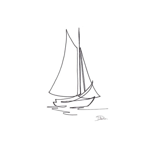 Little Sail II Black Modern Wood Framed Art Print with Double Matting by Pinto, Patricia