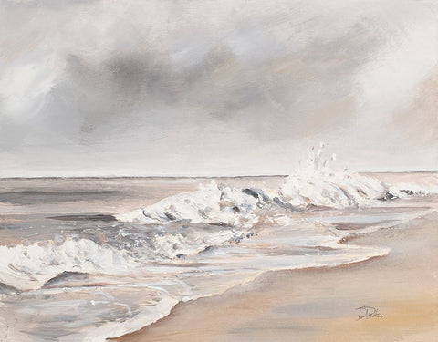 La Playa al Atardecer White Modern Wood Framed Art Print with Double Matting by Pinto, Patricia
