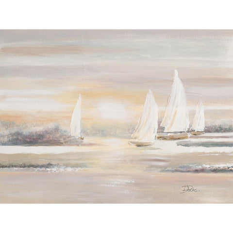 The Cove and Sailboats White Modern Wood Framed Art Print by Pinto, Patricia
