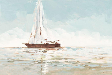 Sailing Journey White Modern Wood Framed Art Print with Double Matting by Slivka, Jane