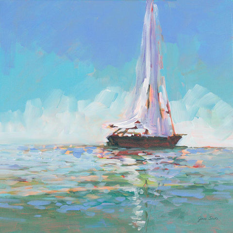 Quiet Sailing White Modern Wood Framed Art Print with Double Matting by Slivka, Jane