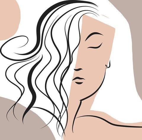 Wavy Haired Woman White Modern Wood Framed Art Print with Double Matting by Mosher, Deidre