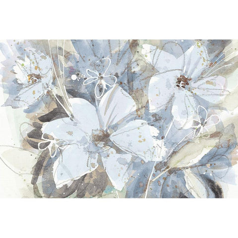 Calm Blue Garden White Modern Wood Framed Art Print by Krinlox