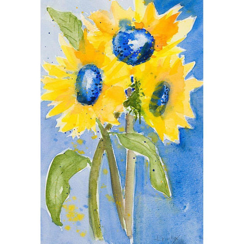 Sunflowers White Modern Wood Framed Art Print by Krinlox