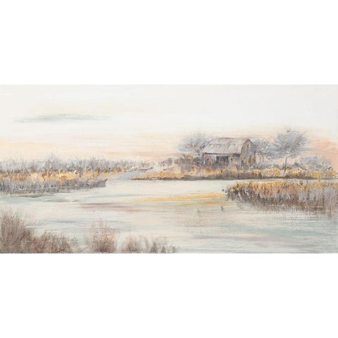 The Barn In The Marsh Gold Ornate Wood Framed Art Print with Double Matting by Pinto, Patricia