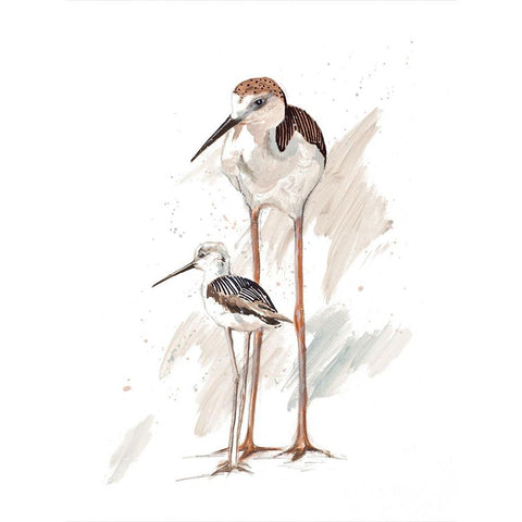 Stilt Birds I Gold Ornate Wood Framed Art Print with Double Matting by Pinto, Patricia