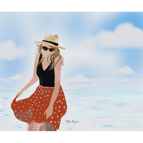 Beach Stroll Black Modern Wood Framed Art Print with Double Matting by Maria, Robin