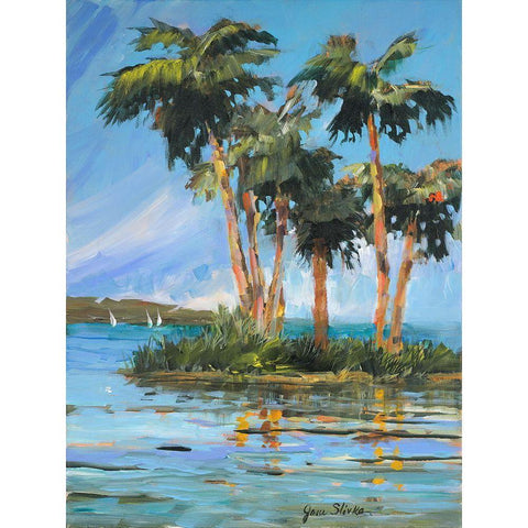 Palm Island Black Modern Wood Framed Art Print by Slivka, Jane