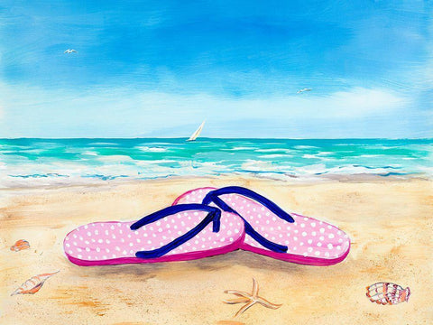 Go Barefoot White Modern Wood Framed Art Print with Double Matting by DeRice, Julie