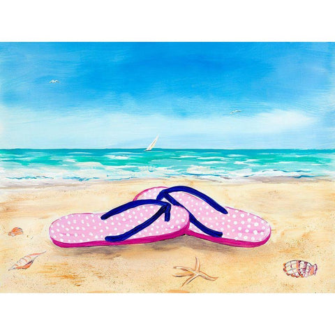 Go Barefoot Black Modern Wood Framed Art Print by DeRice, Julie