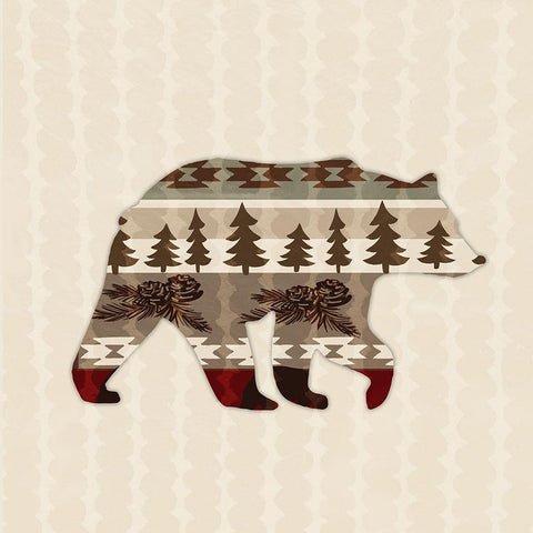 Patterned Bear White Modern Wood Framed Art Print with Double Matting by Biscardi, Nicholas