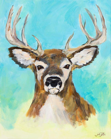 White Tail Deer Black Ornate Wood Framed Art Print with Double Matting by DeRice, Julie