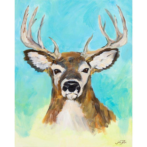White Tail Deer Gold Ornate Wood Framed Art Print with Double Matting by DeRice, Julie
