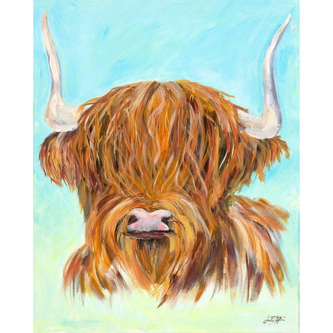 Highland Cow Gold Ornate Wood Framed Art Print with Double Matting by DeRice, Julie