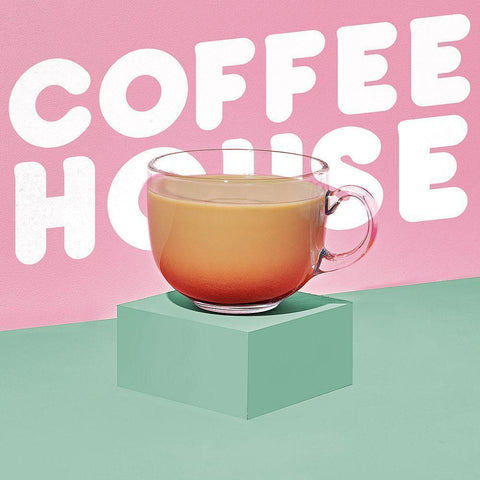 Coffee House Black Modern Wood Framed Art Print with Double Matting by SD Graphics Studio