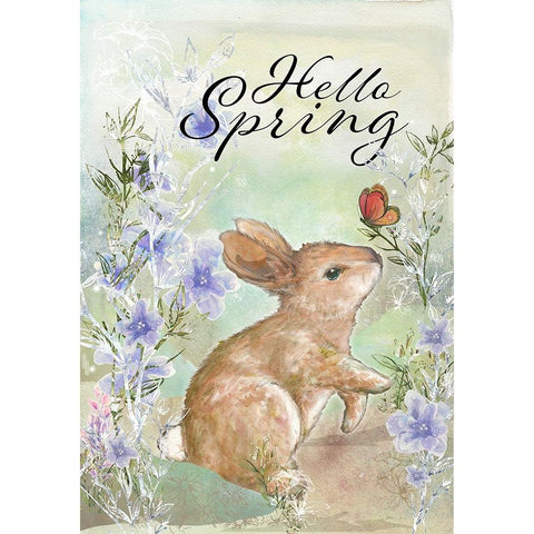 Hello Spring Sweet Bunny White Modern Wood Framed Art Print by Diannart