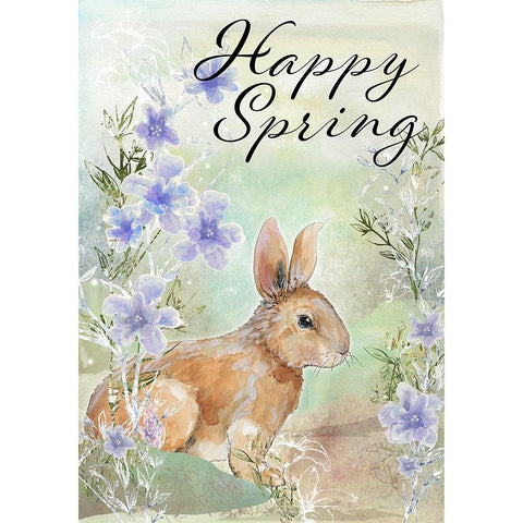 Happy Spring Sweet Bunny Gold Ornate Wood Framed Art Print with Double Matting by Diannart