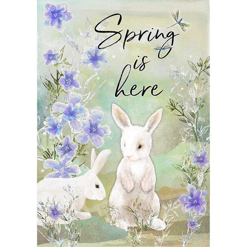 Spring Is Here Sweet Bunny Black Modern Wood Framed Art Print by Diannart