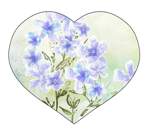 Sweet Spring Floral Heart White Modern Wood Framed Art Print with Double Matting by Diannart