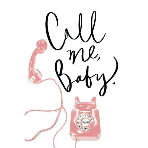 Call Me Baby White Modern Wood Framed Art Print by SD Graphics Studio