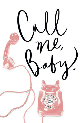 Call Me Baby White Modern Wood Framed Art Print with Double Matting by SD Graphics Studio