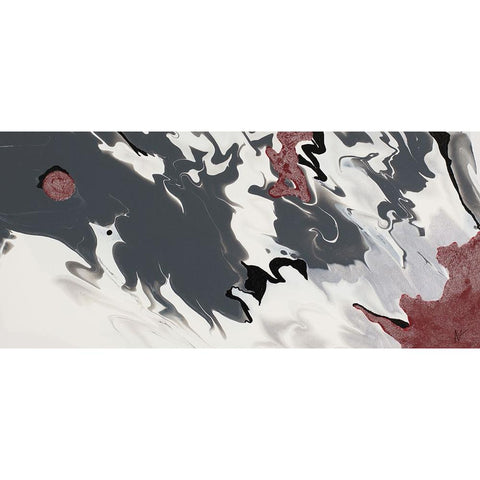 Red Drift Waves Black Modern Wood Framed Art Print with Double Matting by Grace, Ajoya