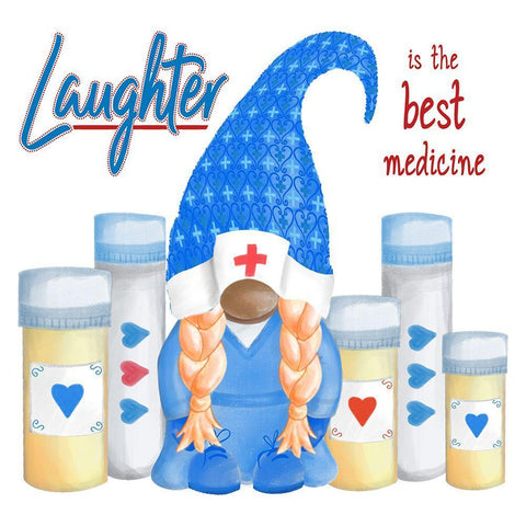 Gnome Health IV White Modern Wood Framed Art Print with Double Matting by Metz, Andi