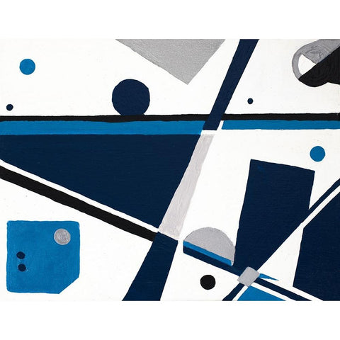 Geom Blue Black Modern Wood Framed Art Print by Grace, Ajoya