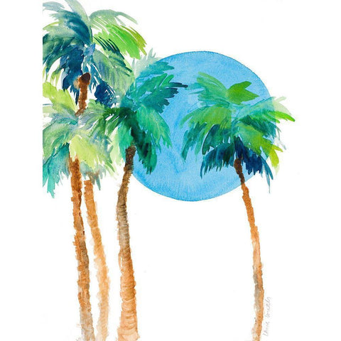 Four Palms and Blue Moon Gold Ornate Wood Framed Art Print with Double Matting by Loreth, Lanie