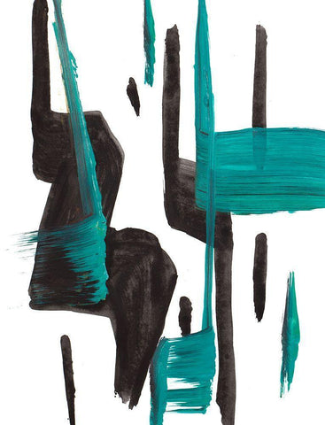 A Vision In Teal White Modern Wood Framed Art Print with Double Matting by Beauchamp, Andy