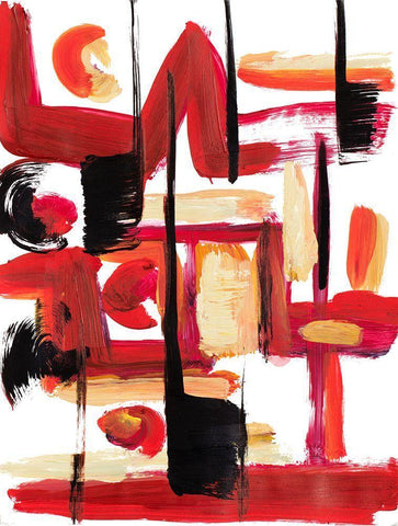 A Vision In Red Abstract Black Ornate Wood Framed Art Print with Double Matting by Beauchamp, Andy