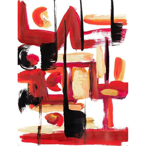 A Vision In Red Abstract Black Modern Wood Framed Art Print with Double Matting by Beauchamp, Andy