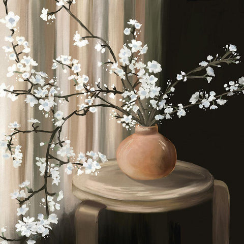 Still Life Blossoms White Modern Wood Framed Art Print by Medley, Elizabeth
