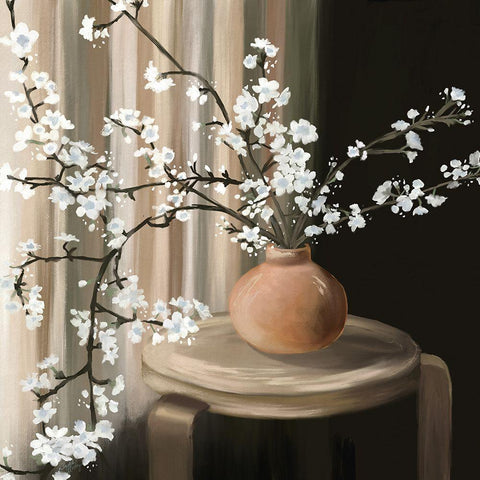 Still Life Blossoms White Modern Wood Framed Art Print with Double Matting by Medley, Elizabeth