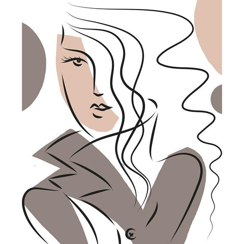Woman With Long Hair Black Modern Wood Framed Art Print with Double Matting by Mosher, Deidre