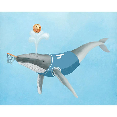 Basketball Whale White Modern Wood Framed Art Print by Sheppard, Lucca