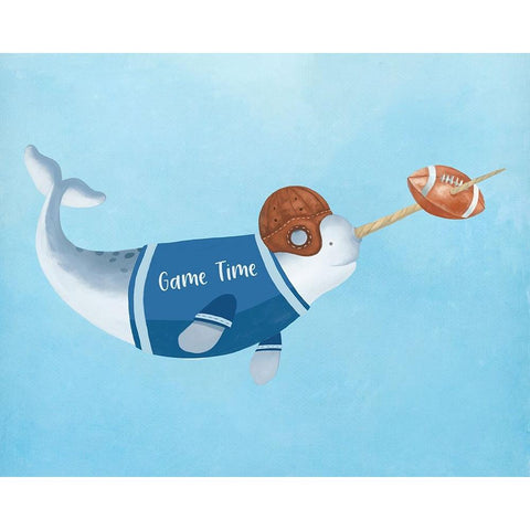 Football Whale Black Modern Wood Framed Art Print by Sheppard, Lucca