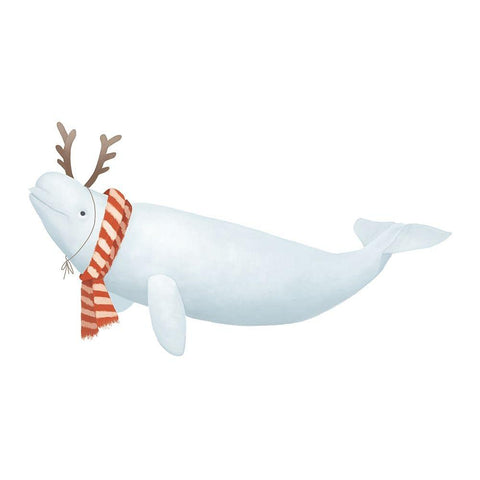 Christmas Whale Beluga Black Modern Wood Framed Art Print by Sheppard, Lucca