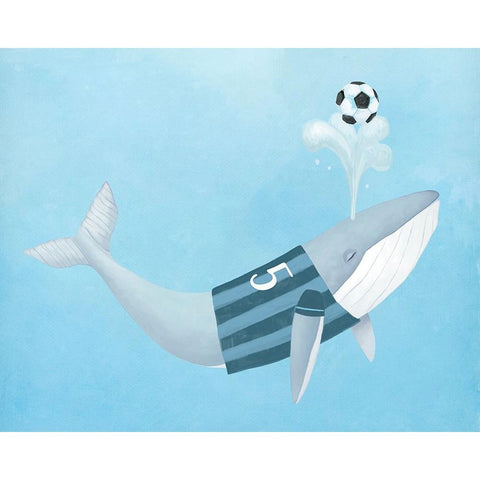 Soccer Whale Black Modern Wood Framed Art Print by Sheppard, Lucca