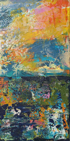 Sunset Panel II White Modern Wood Framed Art Print with Double Matting by Athas, Vas