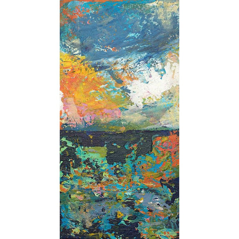 Sunset Panel I Black Modern Wood Framed Art Print with Double Matting by Athas, Vas