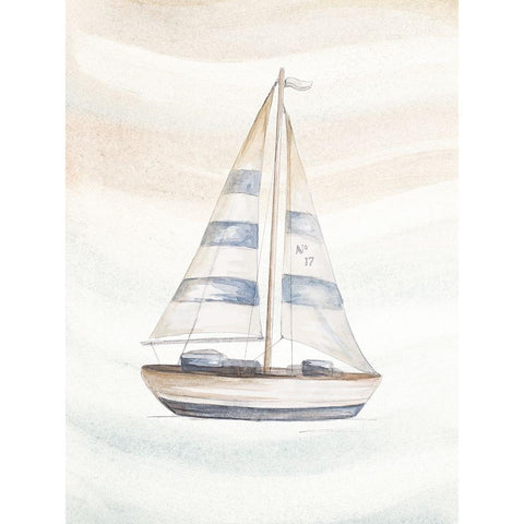 Ocean Oasis Little Sail I White Modern Wood Framed Art Print by Pinto, Patricia