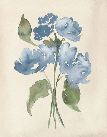 Blue Bouquet II Black Ornate Wood Framed Art Print with Double Matting by Price, Lucille