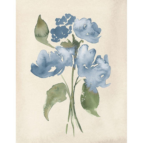 Blue Bouquet II Black Modern Wood Framed Art Print with Double Matting by Price, Lucille