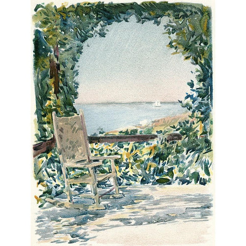 Sea View Garden Gold Ornate Wood Framed Art Print with Double Matting by Piddix