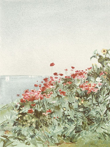 Garden by the Sea I Black Ornate Wood Framed Art Print with Double Matting by Piddix