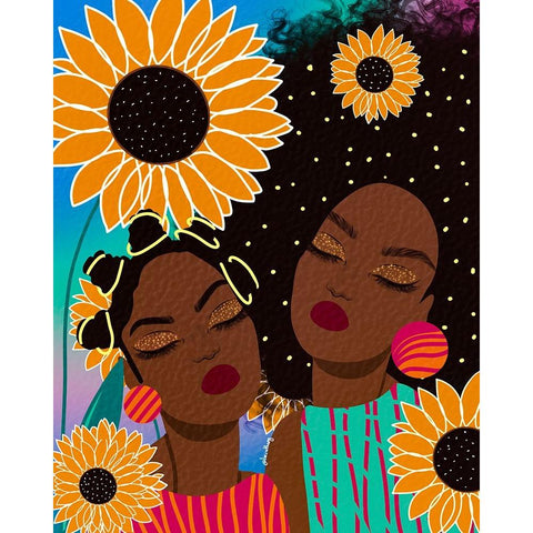 Sunflower Women Black Modern Wood Framed Art Print with Double Matting by Lorintheory